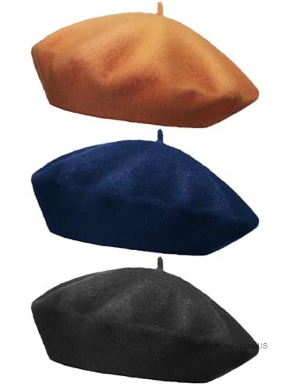 3 Pack Women's Wool Beret Hats French Style Beanie